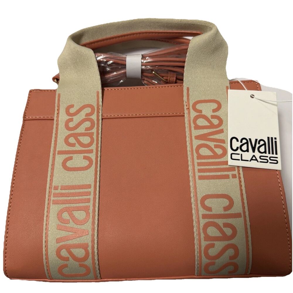 New Cavalli Class Coral Haze Handbag With Adjustable Strap & Canvas Handles $98